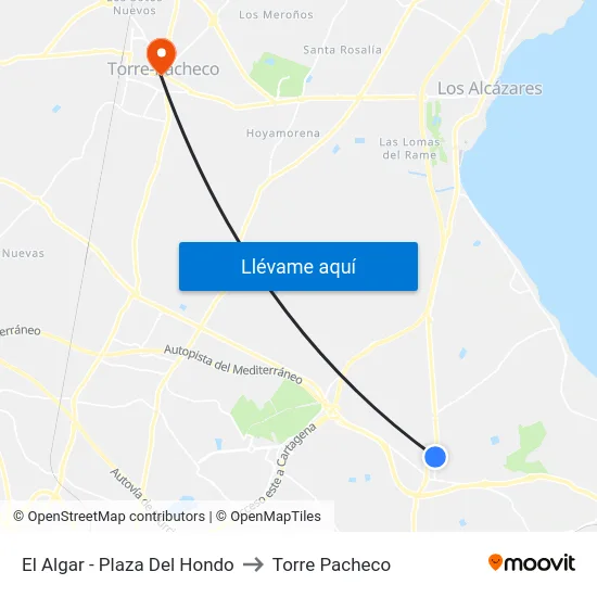 El Algar - Plaza Del Hondo to Torre Pacheco map