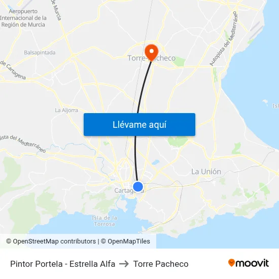 Pintor Portela - Estrella Alfa to Torre Pacheco map