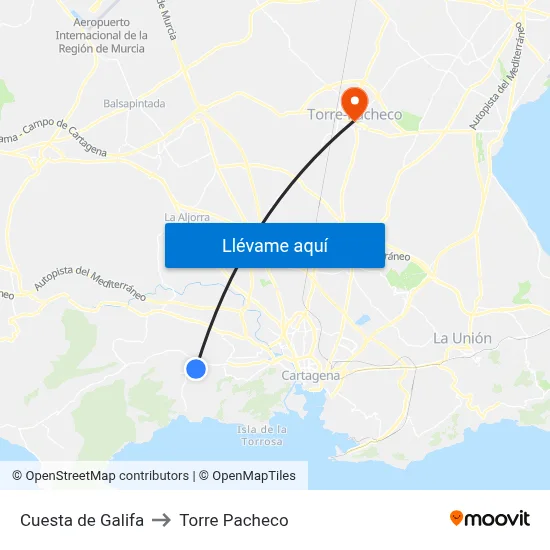 Cuesta de Galifa to Torre Pacheco map