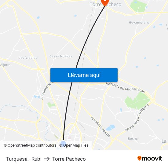 Turquesa - Rubí to Torre Pacheco map
