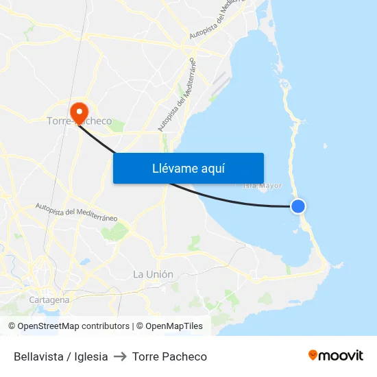 Bellavista / Iglesia to Torre Pacheco map
