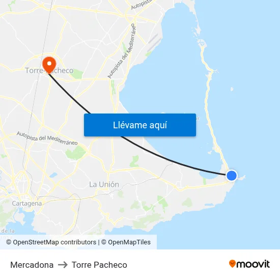 Mercadona to Torre Pacheco map