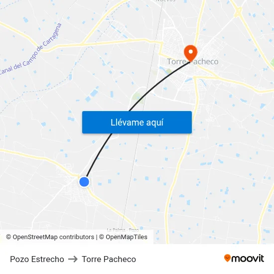 Pozo Estrecho to Torre Pacheco map