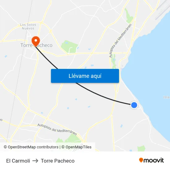 El Carmolí to Torre Pacheco map