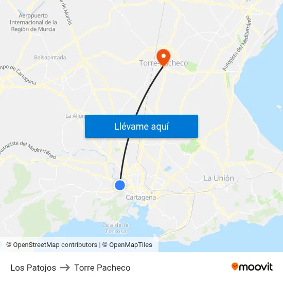 Los Patojos to Torre Pacheco map
