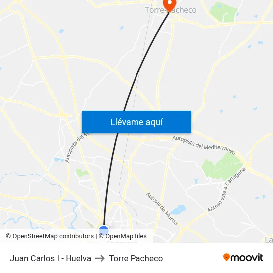 Juan Carlos I - Huelva to Torre Pacheco map