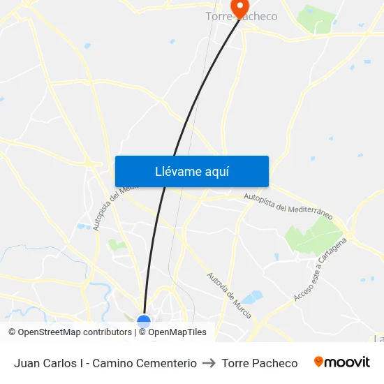 Juan Carlos I - Camino Cementerio to Torre Pacheco map