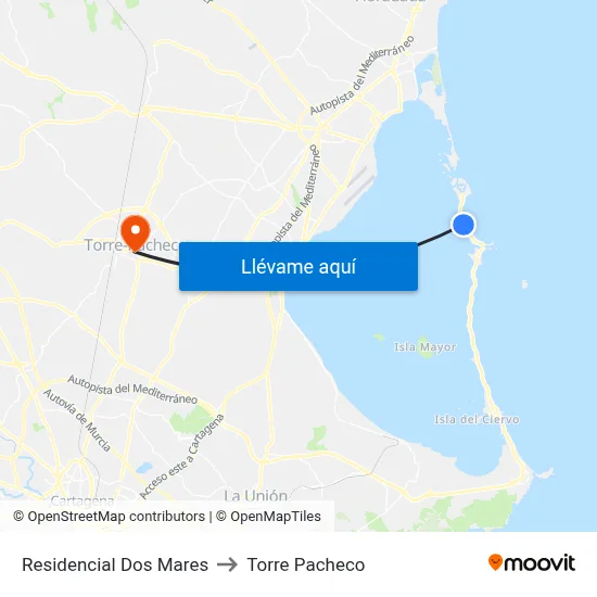 Residencial Dos Mares to Torre Pacheco map