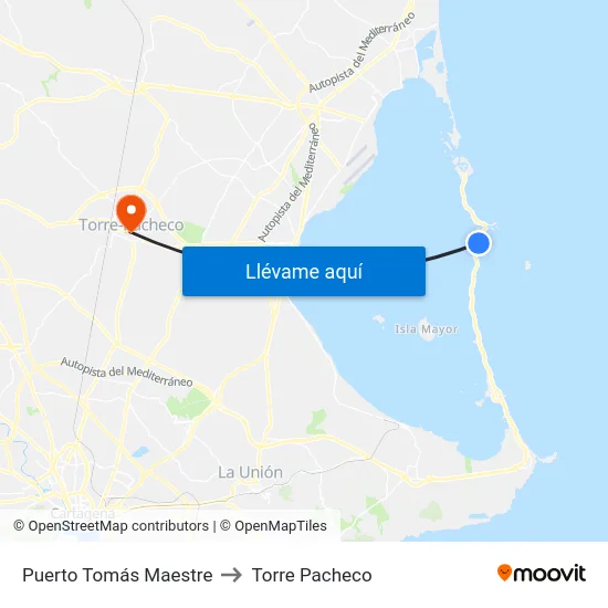 Puerto Tomás Maestre to Torre Pacheco map