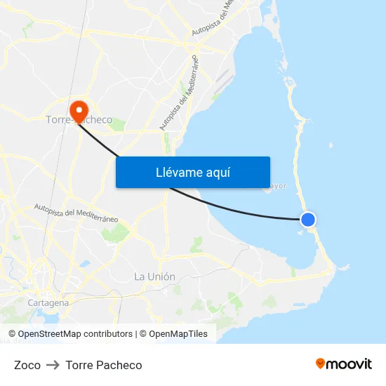 Zoco to Torre Pacheco map