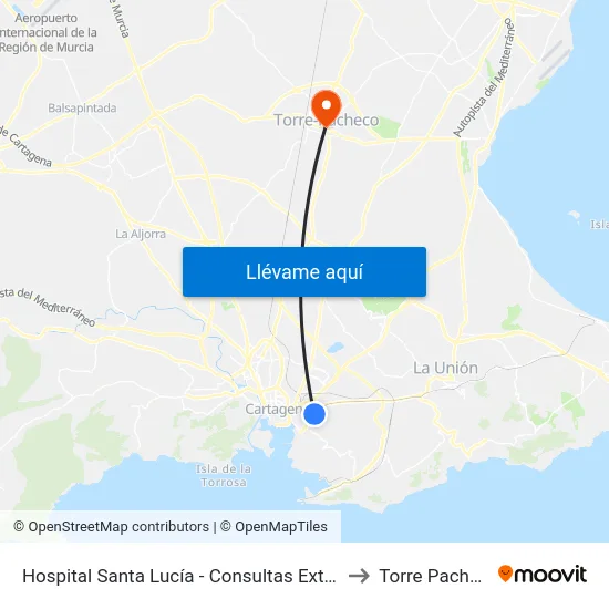 Hospital Santa Lucía - Consultas Externas to Torre Pacheco map
