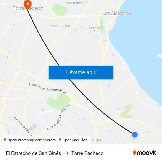 El Estrecho de San Ginés to Torre Pacheco map