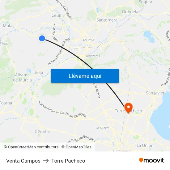 Venta Campos to Torre Pacheco map
