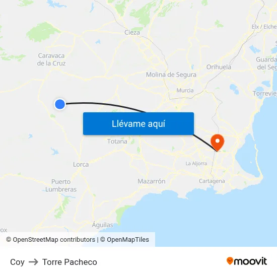 Coy to Torre Pacheco map