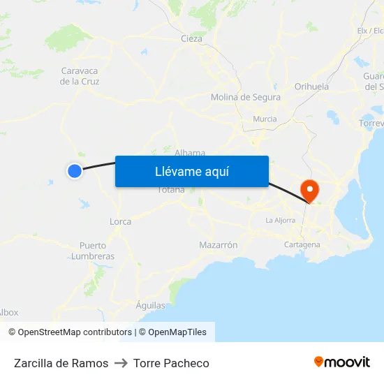 Zarcilla de Ramos to Torre Pacheco map