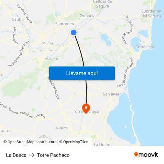 La Basca to Torre Pacheco map
