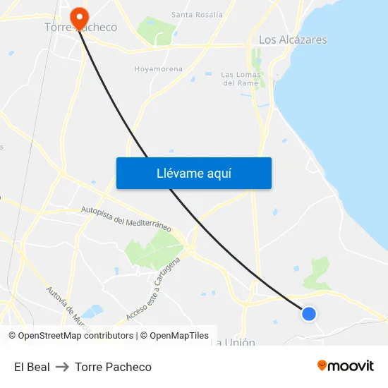 El Beal to Torre Pacheco map