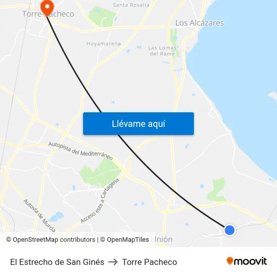 El Estrecho de San Ginés to Torre Pacheco map