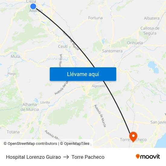 Hospital Lorenzo Guirao to Torre Pacheco map