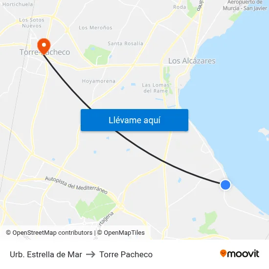 Urb. Estrella de Mar to Torre Pacheco map