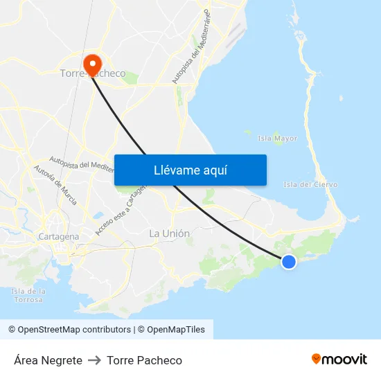 Área Negrete to Torre Pacheco map