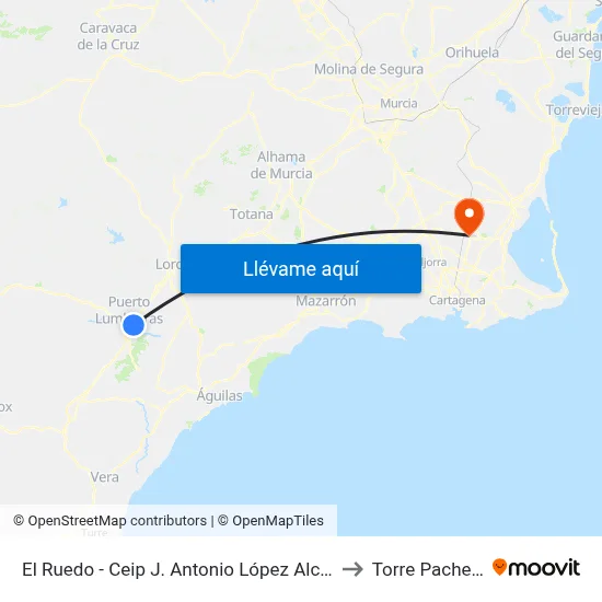 El Ruedo - Ceip J. Antonio López Alcaraz to Torre Pacheco map