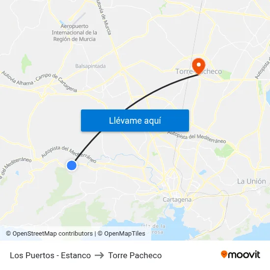 Los Puertos - Estanco to Torre Pacheco map
