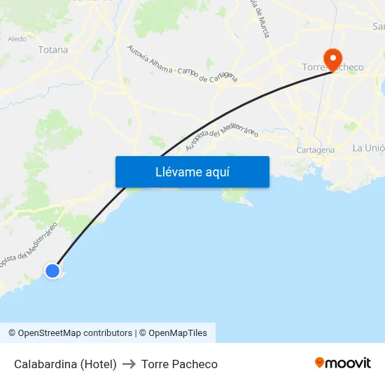 Calabardina (Hotel) to Torre Pacheco map