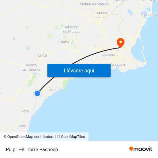 Pulpí to Torre Pacheco map