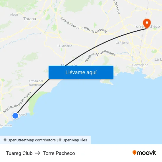 Tuareg Club to Torre Pacheco map