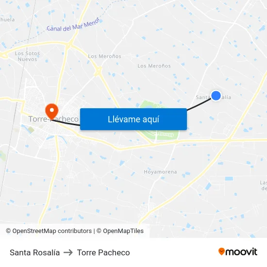 Santa Rosalía to Torre Pacheco map