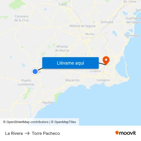 La Rivera to Torre Pacheco map