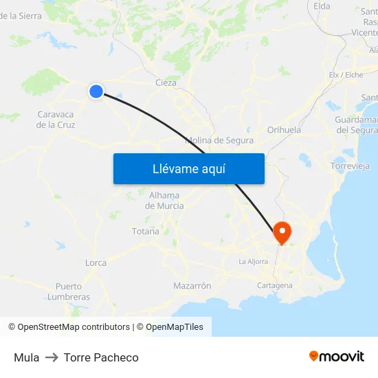 Mula to Torre Pacheco map