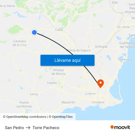 San Pedro to Torre Pacheco map