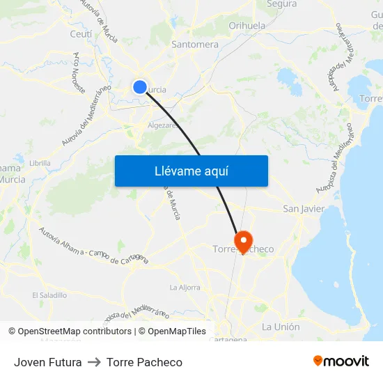 Joven Futura to Torre Pacheco map