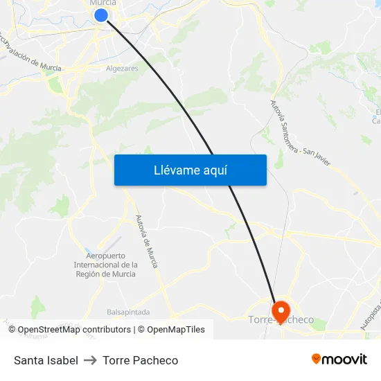 Santa Isabel to Torre Pacheco map