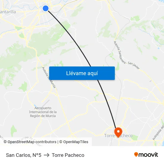 San Carlos, Nº5 to Torre Pacheco map