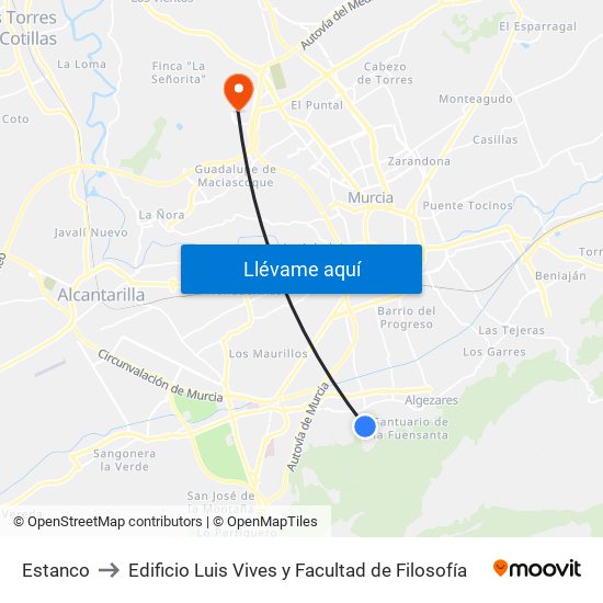 Estanco to Edificio Luis Vives y Facultad de Filosofía map