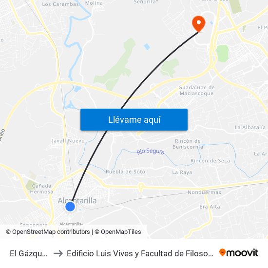 El Gázquez to Edificio Luis Vives y Facultad de Filosofía map