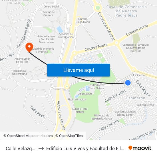 Calle Velázquez to Edificio Luis Vives y Facultad de Filosofía map