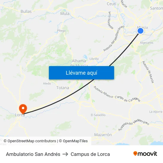 Ambulatorio San Andrés to Campus de Lorca map