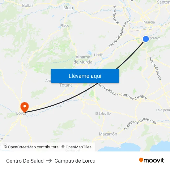 Centro De Salud to Campus de Lorca map