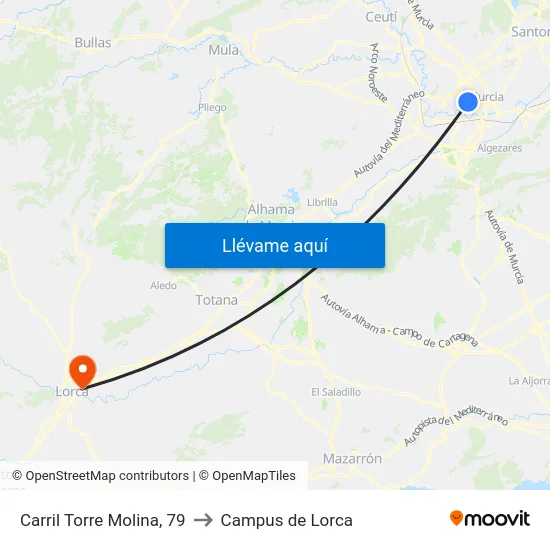 Carril Torre Molina, 79 to Campus de Lorca map