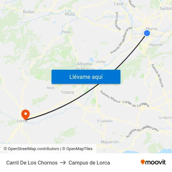 Carril De Los Chornos to Campus de Lorca map