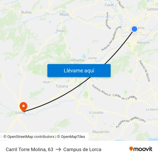 Carril Torre Molina, 63 to Campus de Lorca map