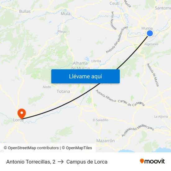 Antonio Torrecillas, 2 to Campus de Lorca map