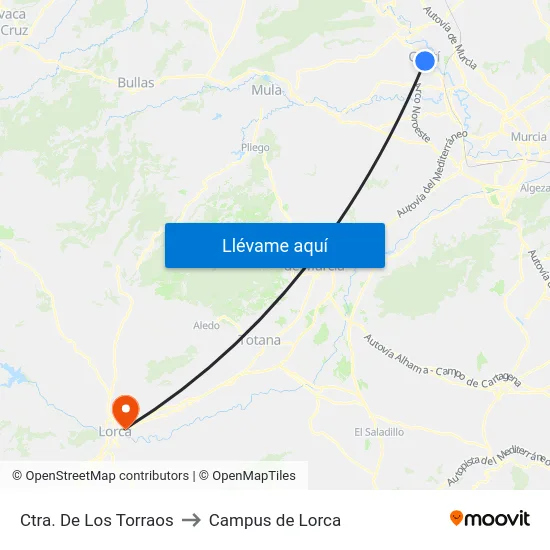 Ctra. De Los Torraos to Campus de Lorca map