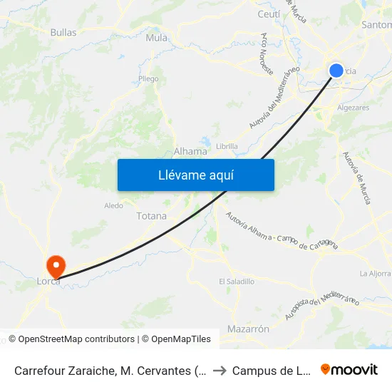 Carrefour Zaraiche, M. Cervantes (Impar) to Campus de Lorca map