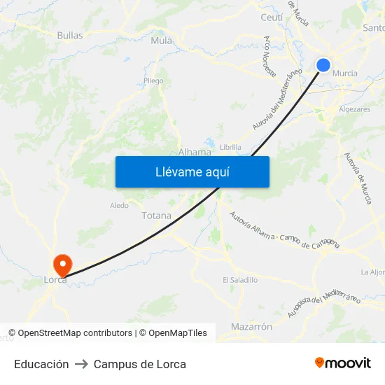Educación to Campus de Lorca map