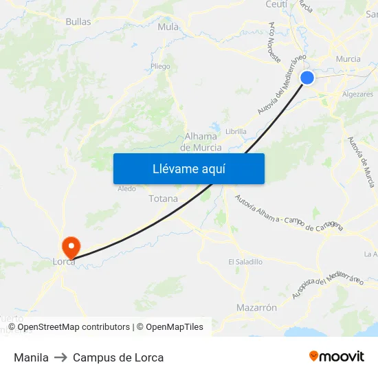 Manila to Campus de Lorca map
